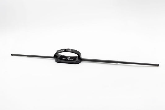 theTILTSTICK golf rotation trainer with adjustable arm band and alignment rods